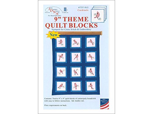 Jack Dempsey Needle Art Cardinals Quilt Blocks, 48