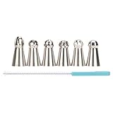 Professional Russian Piping Tips Set of 7 with Brush - Stainless Steel Flower Decorating Nozzles for Cake