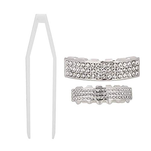 Órteses de joias Hiphop, conjunto de dentes, decoração de dentes Grillz cintilantes banhados a ouro