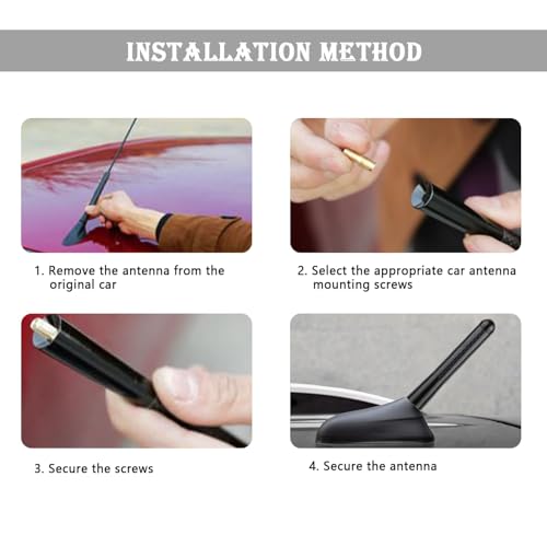 Image of STHIRA Car Short Antenna Decorative Car Antenna, 1.37 inch Sporty Carbon Fiber Stubby Antennas for Roof, Car Trunk | Quick FM Reception Boost, Reduced Wind Drag, Carbon Fiber Build, Easy Roof Mount, Daily Drive Ready