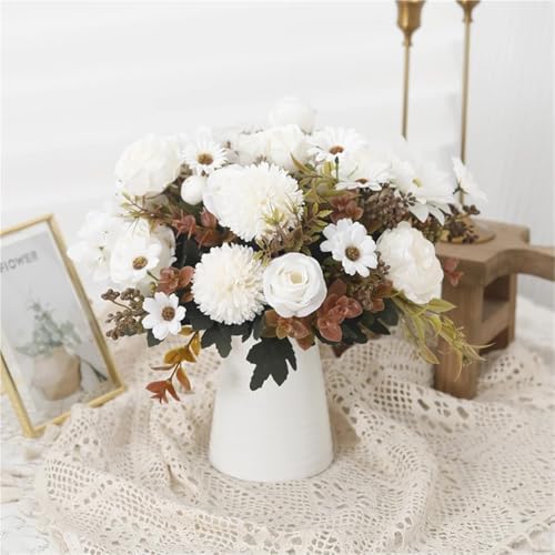 Ramo de rosas de seda artificiales decorativas con acabado realista 6