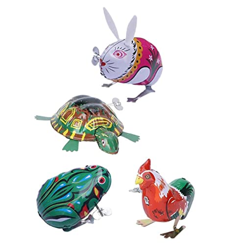 IMIKEYA 4Pcs Vintage Iron Wind Up Animal Educational Clockwork Playthings for Charming Retro Design No Battery Required