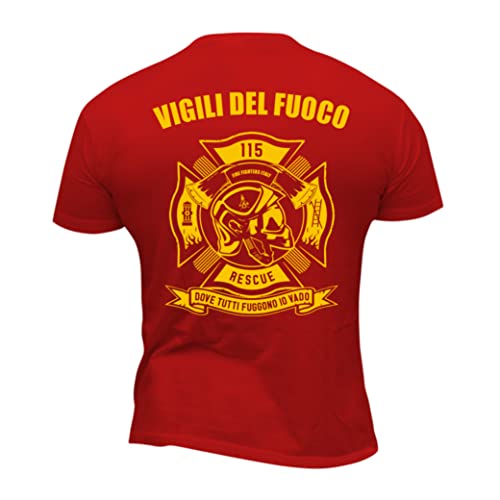 Rescue Point Vigili del Fuoco Maglietta T-Shirt Uomo KF4IT (XXL, Rosso)
