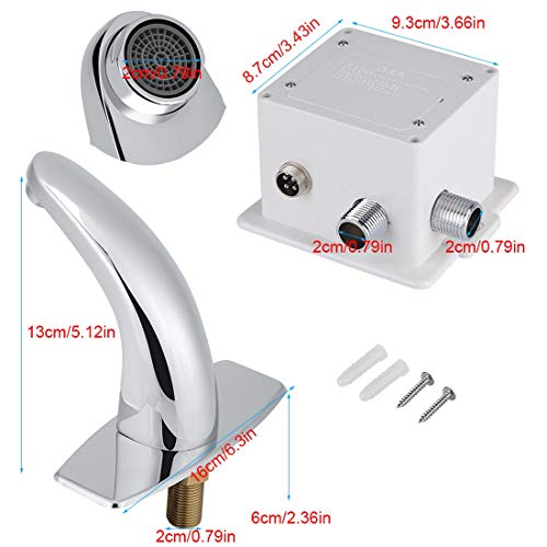Motion Sensor Tap Automatic Infrared Sensor Faucet Smart Touchless Bathroom Sink Faucet Electronic Motion Activated Hands Free Kitchen Tap Hands Free Vessel Water Tap with Control Box