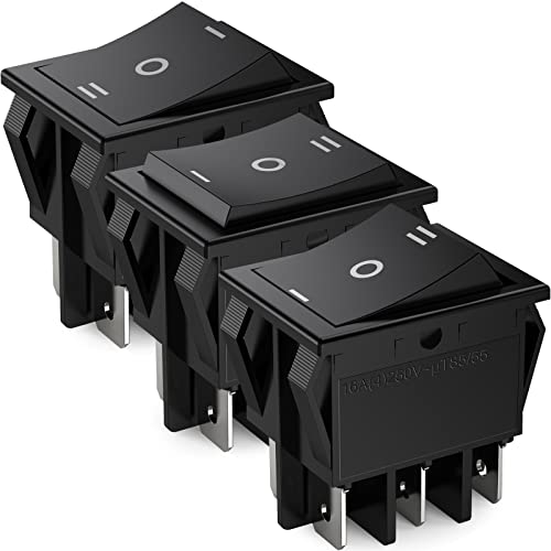 DIYhz 3-Speed 6 Pin 3 Position On/Off/On Black Rocker Switch