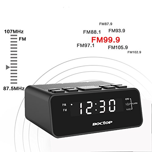 image for BOCTOP Digital LED Alarm Clock Radio with Sleep Timer FM Radio, 2A USB