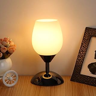Boncoo Touch Control Table Lamp Dimmable Small Lamp Ambient Light with White Opal