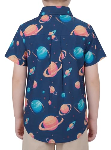 Image of Boys Hawaiian Button Down Shirt, Pure Combed Cotton Short Sleeve Size 3-15Y