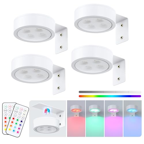 4-Pack Picture Light Battery Operated with Remote,13 Color Dimmable and