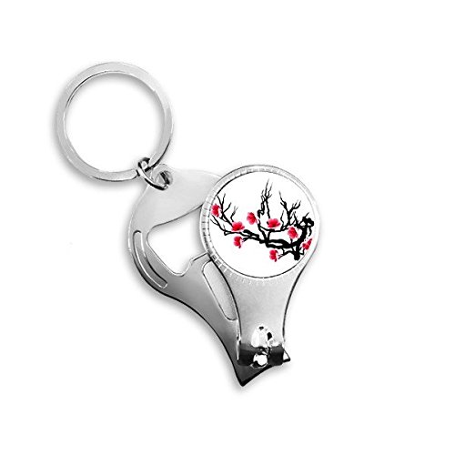 Porte-clés en métal multifonction avec pince à ongles design japonais