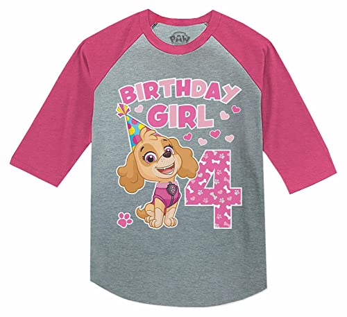 Marshall 4th Birthday Baseball Shirt for Toddler Boys - 3/4 Sleeve Paw Patrol Party Jersey - Gift for 4 Year Old