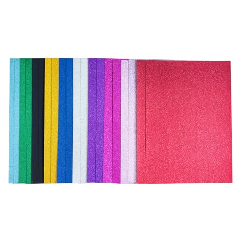 A4 Glitter Craft Paper 20 Sheets 10 Colors 250gsm Sparkle Cardstock Shiny Glitter Paper for Holiday Crafts Gift Wrapping Scrapbooking DIY Projects Decorations LGIFUTMAX