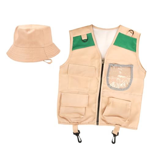 HSYWSH Kit de Exploración para Niños Disfraz Explorador Niño con Chaleco y Sombrero Aire Libre Aventura Juguetes Juego de Explorador Regalo para Niños de 3 a 10 (A)