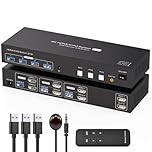 TJCXELE 4K60Hz HDMI KVM Switch 2 Monitors 3 Computers USB 3.0 KVM Switch Dual Monitor Simulation EDIDt for Triple Computers Sharing 4 USB Devices with Cables Remote Controls SW330