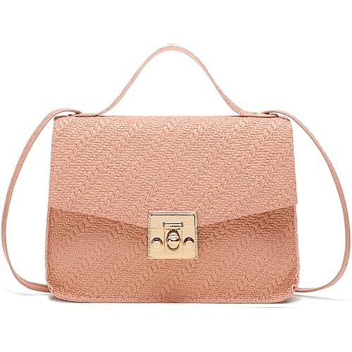 Bolsas transversais acolchoadas, carteiras com bloqueio de grão torcido, capacidade média, bolsas transversais, alça de ombro removível, rosa, Rosa