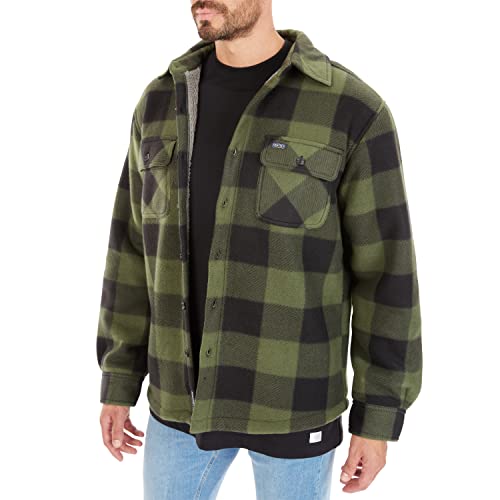 Image of Smith's Workwear Men's Sherpa-lined Plaid Fleece Shirt Jacket