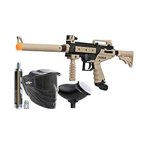 Tippmann Cronus Combat Powerpack .68Cal Paintball Kit Includes Raptor Goggle, 90G Co2 Tank, 200Rd Loader, Tan