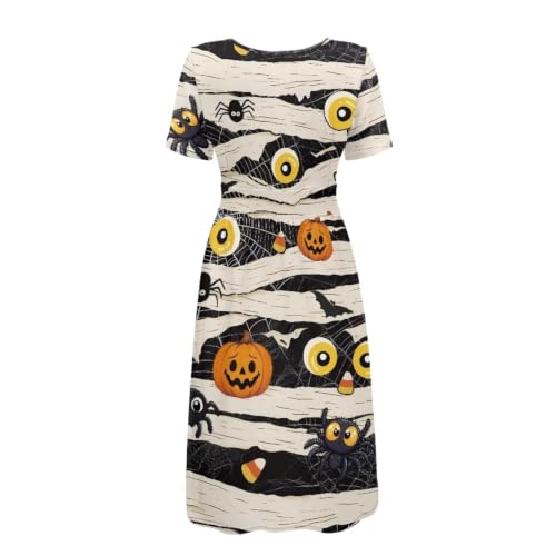 Image of Women's Summer Dresses Short Sleeve Formal Dresses with Pockets