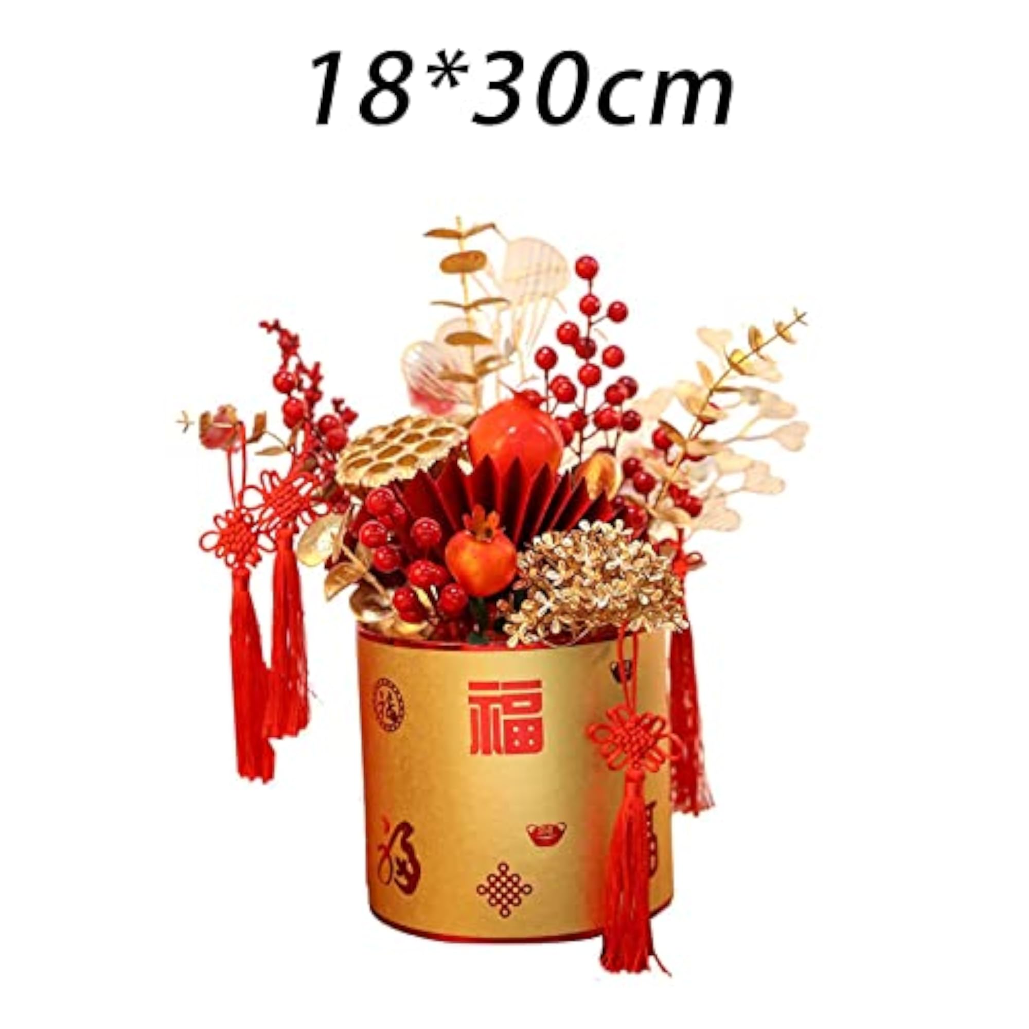 Simulation Red Berries Flowerpot Feng Shui Decoration