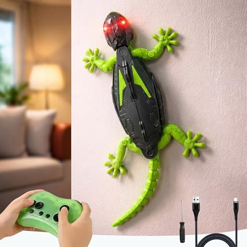 Image of Kidology Wall Climbing RC Lizard Toy | Remote Control Gecko that Crawls on Walls & Ceilings | 360 Stunt RC with LED Eyes | Prank & Thrill Gift for Boys & Girls