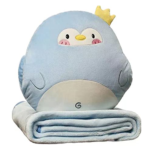 YGMXZL Travel Blanket and Pillow,3 in 1 Plush Toy Pillow,Blanket and Hand Warmer,Foldable Blanket Extend Throw Pillows for Home Office Car Sofa (Penguin, L)