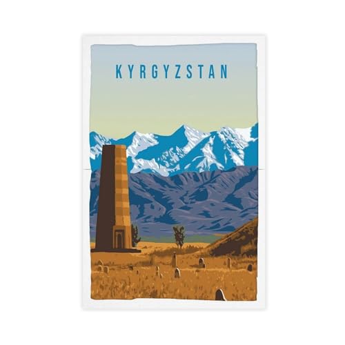 Poster sur toile tourisme rural Kirghizistan tableau salon 40x60 cm