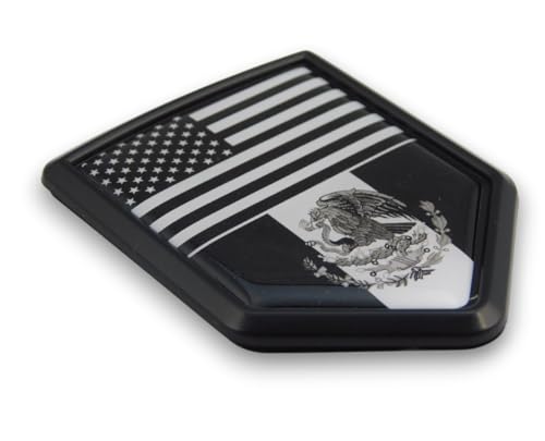 Image of USA Mexico Black and White Flag Black Shield Car Bike Decal Crest Emblem