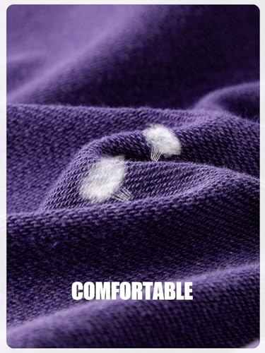 Mens Hoodies Pullover Vintage Hooded Sweatshirt Washed Hoodie Oversized Heavyweight Streetwear Cotton Sweatshirt with Pockets(Purple,L)4