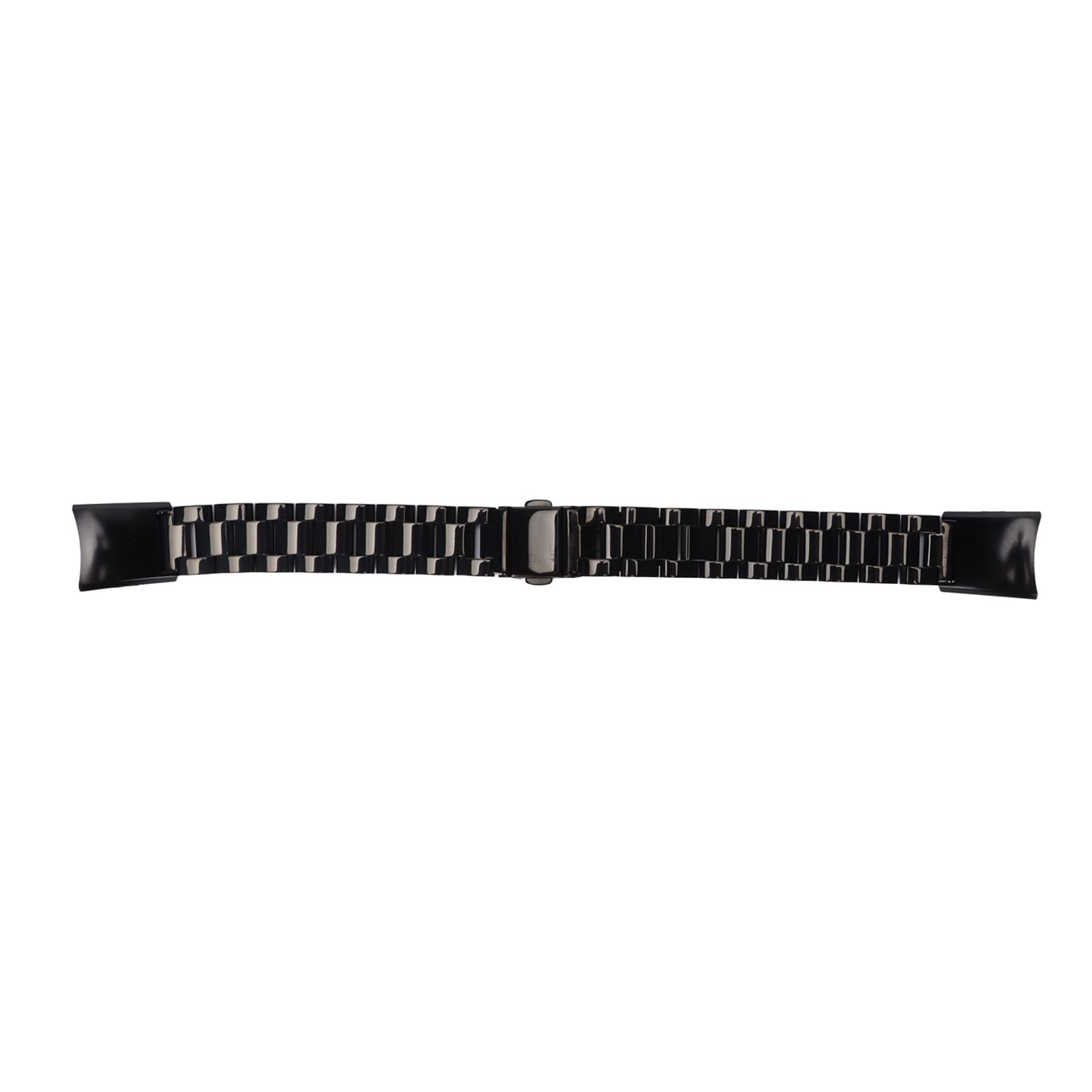 CCYLEZ for Honor Band 5 4 Wristband Replacement Stainless Steel Metal Bracelet Strap Folding Clasp with Double Button Folding Clasp(Black+Black)-picture-37