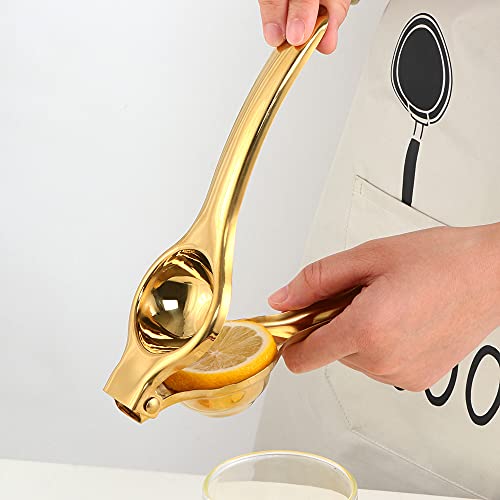 Buyer Star Quality Metal Lemon Squeezer, Citrus Juicer, Manual Lemon Press For Extracting The Most Juice Possible (Gold) #TOP2
