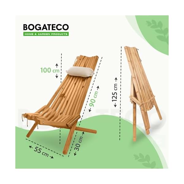 BOGATECO Deckchair aus Holz und Jute