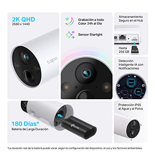 Miniatura 2 de Tp-Link Tapo C420s2 - Cámara Vigilancia Wifi Exterior Inalámbrica Con Batería Recargable , Resolución 2k, Visión Nocturna, Audio Bidireccional, Ip65 A Prueba De Agua
