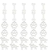 arricraft 30Pcs Stainless Steel Dog Themed Hollow Charms Set, 3 Styles Blank Puppy Pendant Dog Bo...