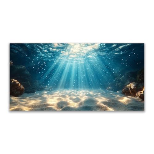 Impression sur toile océan JOSUE art minimaliste grand format bleu et blanc haute définition
