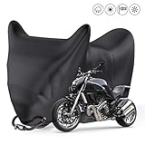 Motorradabdeckung, Senders Motorradgarage Winterfest Wasserdicht 190T Motorrad Abdeckplane Outdoor mit Schlosslöcher Staubdicht Abdeckplane für Harley-Davidson, Honda, Suzuki (245 * 105 * 125 cm)