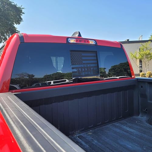 Image of for Chevy Colorado GMC Canyon 2015-2026 Rear Middle Window American Flag Decal, Matte Black Soldier USA Flag Sticker for Truck Back Sliding Window