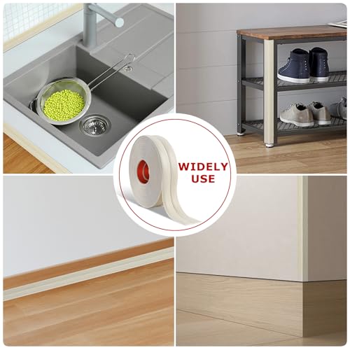 Flexible Wall Corner Protector Moulding Trim Peel and Stick Wall Corner Guards Edge Protector Self Adhesive Molding Trim Strip for Edge Ceiling (Beige Wood Grain, 2.4 in x 20 Ft)