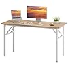 sogesfurniture Table de bureau pliante 120 x 60 cm - Meuble d'ordinateur - Table de conférence pliable pour la maison, le bureau, le pique-nique, le jardin - Chêne clair et blanc