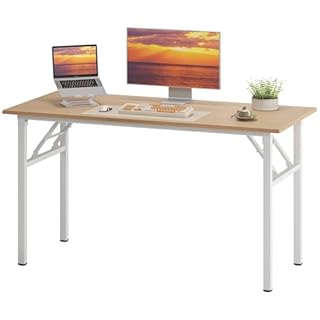 sogesfurniture Table de bureau pliante 120 x 60 cm - Meuble d'ordinateur - Table de conférence pliable pour la maison, le bureau, le pique-nique, le jardin - Chêne clair et blanc