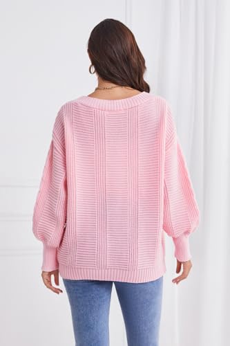 Image of Sunfaynis Women's Oversized Cable Knit Sweaters Long Sleeve Open Front Button Down Chunky Cardigan Sweaters