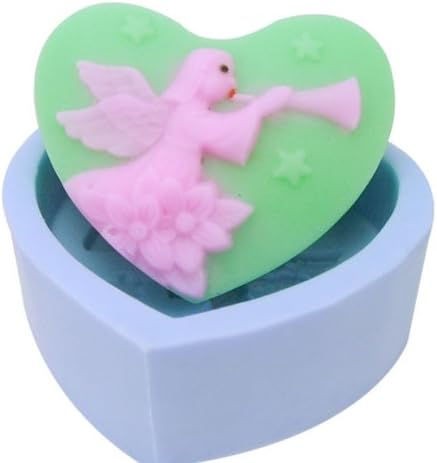 Heart Shaped Angels Blowing Horn Soap Mold