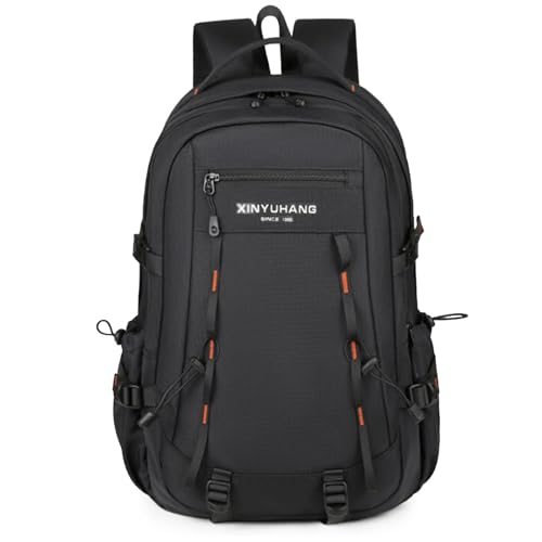 Amythe Schulrucksack Jungen Teenager Groß Kapazität 27L, Schulranzen Junior Oberstufe Schultasche mit Brustgurt und Notpfeife, Wasserdicht Wanderrucksack für Schule, Outdoor und Reisen, Schwarz