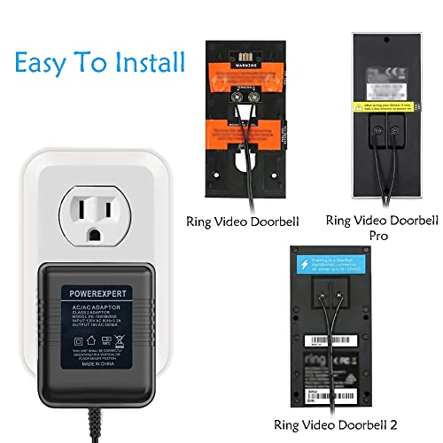 18V 500mA Adapter, Video Doorbell Charger Cord Compatible with Ring Video Doorbell Pro/2, Zmodo Doorbell, Nest Hello Doorbell Transformer, HLT Doorbell, Ecobee,Sensi Doorbell Transformer - Thumbnail 3