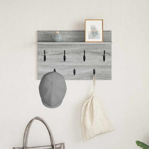 Table de chevet murale bois gris 60 cm étagère moderne - 5