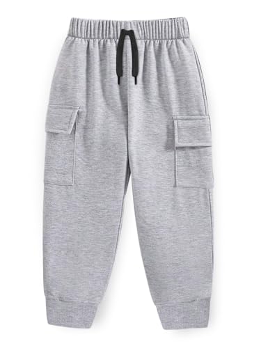 Image of Trampoline Kids Cotton Cargo Joggers Pack of 3 | Soft Knitted Pants for Boys & Girls | Solid Colors with Side & Cargo Pockets | Ribbed Cuffs & Drawstring Waistband | Everyday Bottoms