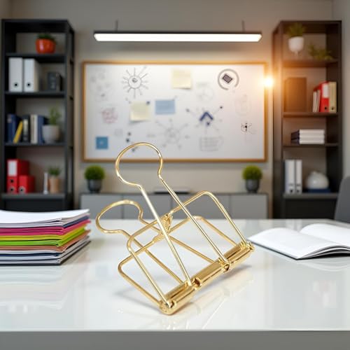 5 Stück goldene hohle Drahtbinder-Clips mit langem Schwanz, große 51 mm, Binder- und Büroklammern, klein in der Größe und leicht im Gewicht, Clips, Klemmen und Ringe, Klemmen und Ringe