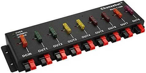 F-1008 Horizontal 9 Port 40A Connector Power Splitter Distributor Source Strip, 1 Input and 8 Output.