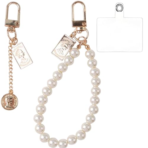 Image of TWINZEN Cute Keychain, Aesthetic Phone Charms and Bag Charms for Girls | Pearl Charms For Mobile Phone Beads |Alloy Metal Keychain for Handbags and Backpacks