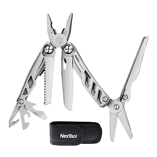 NexTool Flagship Pro Multitool, Foldable Utility Knife with Safety Locking, EDC Multitool with Pocket Knife, Full Size Scissors, Can Opener for Camping, Survival, Fishing, Cool Gifts for Men