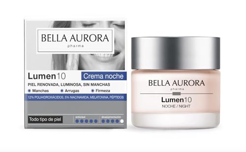 Bella Aurora Lumen10 Noche Crema Antiedad Antimanchas Global con Polihidroxiácidos, Niacinamida y Melatonina Liposomada | Regeneración, Elasticidad e Hidratación Intensiva | 50 ml